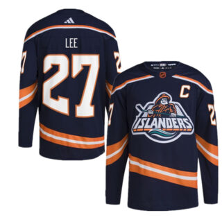 Men's New York Islanders #27 Anders Lee Navy 2022-23 Reverse Retro Stitched Jersey