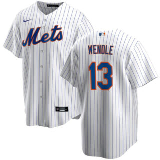 Men's New York Mets #13 Joey Wendle White Cool Base Stitched Baseball Jersey