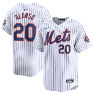 Men's New York Mets #20 Pete Alonso White 2024 Home Limited Stitched Baseball Jersey