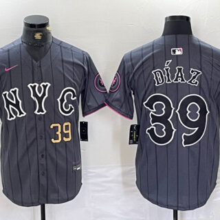 Men's New York Mets #39 Edwin D??az Graphite 2024 City Connect Limited Stitched Baseball Jersey
