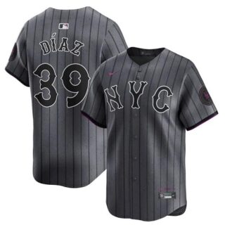 Men's New York Mets #39 Edwin D??az Graphite 2024 City Connect Limited Stitched Baseball Jersey