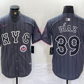 Men's New York Mets #39 Edwin D??az Graphite 2024 City Connect Limited Stitched Baseball Jersey