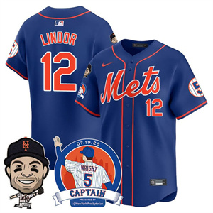 Men's New York Mets #12 Francisco Lindor David Wright Mets Legend Jersey V2 All Stitched