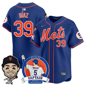 Men's New York Mets #39 Edwin Diaz David Wright Mets Legend Jersey V2 All Stitched