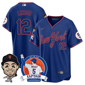 Men's New York Mets #12 Francisco Lindor David Wright Mets Legend Jersey V2 All Stitched
