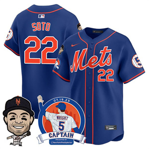 Men's New York Mets #22 Juan Soto David Wright Mets Legend Jersey V2 All Stitched
