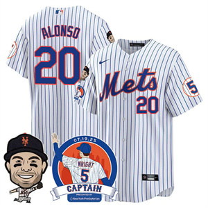 Men's New York Mets #20 Pete Alonso David Wright Mets Legend Jersey V2 All Stitched