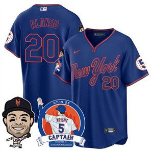 Men's New York Mets #20 Pete Alonso David Wright Mets Legend Jersey V2 All Stitched