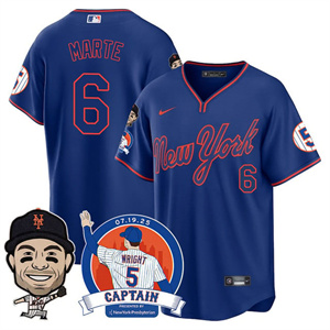 Men's New York Mets #6 Starling Marte David Wright Mets Legend Jersey V2 All Stitched