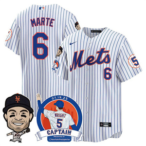 Men's New York Mets #6 Starling Marte David Wright Mets Legend Jersey V2 All Stitched