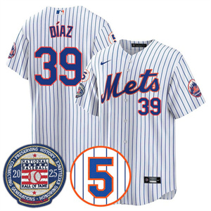 Men's New York Mets #39 Edwin Diaz Gold Number Retirement & Hall of Fame Jersey All Stitched