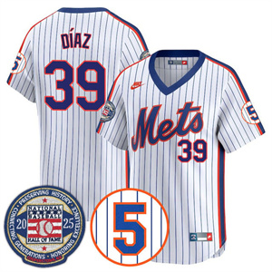 Men's New York Mets #39 Edwin Diaz Gold Number Retirement & Hall of Fame Jersey All Stitched