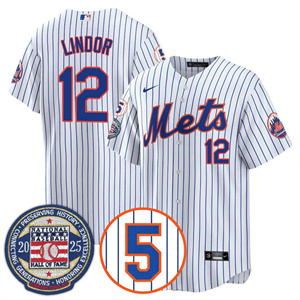 Men's New York Mets #12 Francisco Lindor Gold Number Retirement & Hall of Fame Jersey All Stitched