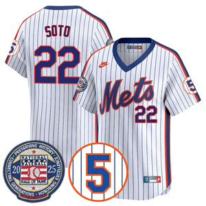 Men's New York Mets #22 Juan Soto Gold Number Retirement & Hall of Fame Jersey All Stitched
