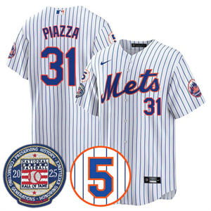 Men's New York Mets #31 Mike Piazza Gold Number Retirement & Hall of Fame Jersey All Stitched