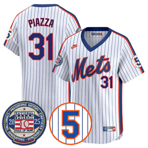 Men's New York Mets #31 Mike Piazza Gold Number Retirement & Hall of Fame Jersey All Stitched