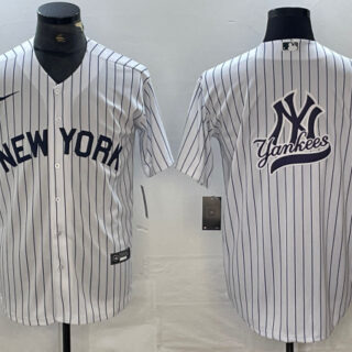 Men's New York Yankees Team Big Logo White Cool Base Stitched Baseball Jersey 5