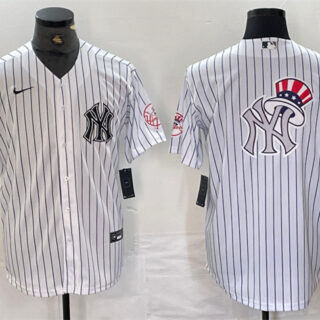 Men's New York Yankees White Team Big Logo Cool Base Stitched Baseball Jersey 3