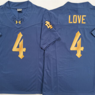 Men's Notre Dame Fighting Irish #4 Jeremiyah Love Navy Blue 2025 F.U.S.E. Limited Stitched Jersey