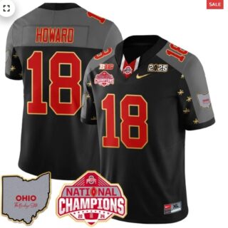 Men's Ohio State Buckeyes 2024 National Champions Limited Gold Jersey N1 Black Special Will Howard 18