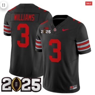 Men's Ohio State Buckeyes 'Heritage Stripe' 2025 CFP Final Patch Vapor Limited Jersey Black Miyan Williams