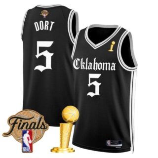Men's Oklahoma City Thunder Luguentz Dort 2025 Champions 'Gothic Storm Edition' Swingman Jersey All Stitched