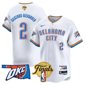 Men's Oklahoma City Thunder #2 Gilgeous-Alexander Final Patch Baseball Jersey All Stitched