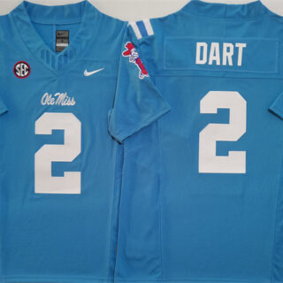 Men's Ole Miss Rebels #2 Jaxson Dart Blue 2024 F.U.S.E. Stitched jersey