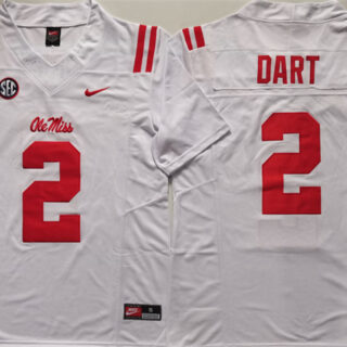 Men's Ole Miss Rebels #2 Jaxson Dart White 2024 F.U.S.E. Stitched Jersey
