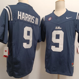 Men's Ole Miss Rebels #9 Tres Harris III Navy 2024 F.U.S.E. Stitched Jersey