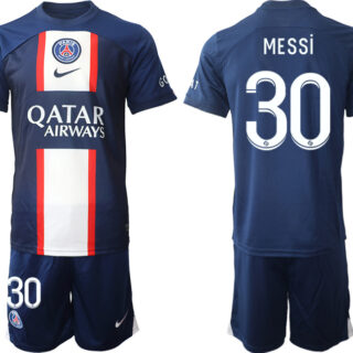 Men's Paris Saint-Germain #30 Lionel Messi 2023 Navy Home Soccer Jersey Suit