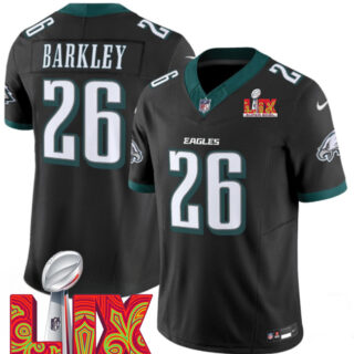 Men's Philadelphia Eagles #26 Saquon Barkley Black 2025 Super Bowl LIX Patch New F.U.S.E. Vapor Untouchable Limited Stitched Football Jersey