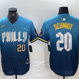 Men's Philadelphia Phillies #20 Mike Schmidt Blue 2024 City Connect Limited Stitched Jersey