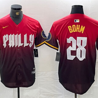 Men's Philadelphia Phillies #28 Alec Bohm Red 2024 City Connect Limited Stitched Jersey