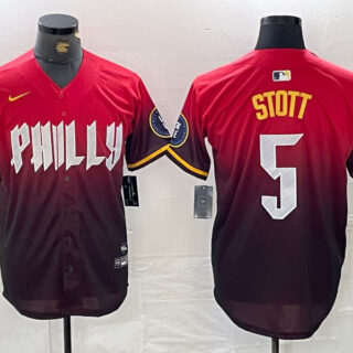 Men's Philadelphia Phillies #5 Bryson Stott Red 2024 City Connect Limited Stitched Jersey