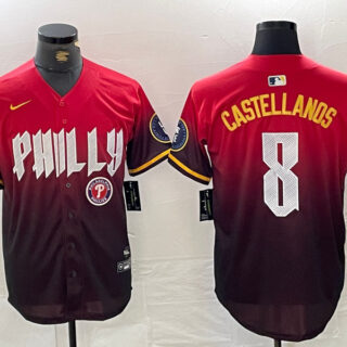 Men's Philadelphia Phillies #8 Nick Castellanos Red 2024 City Connect Limited Stitched Jersey