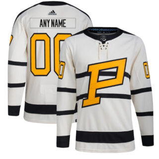 Men's Pittsburgh Penguins Custom Cream 2023 Winter Classic Stitched Jersey