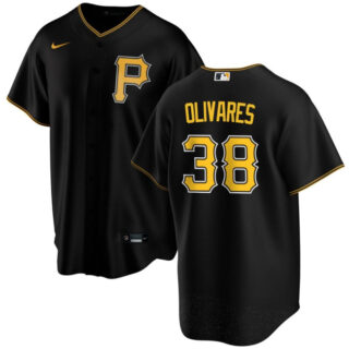 Men's Pittsburgh Pirates #38 Edward Olivares Black Cool Base Stitched Baseball Jersey