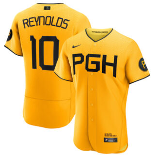 Men's Pittsburgh Pirates Active Player Custom Gold 2023 City Connect Flex Base Stitched Jersey 7