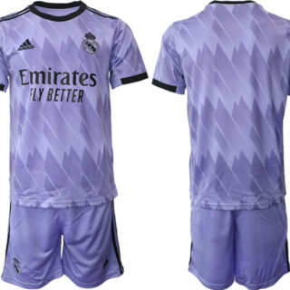 Men's Real Madrid Blank 22 23 Purple Away Soccer Jersey Suit