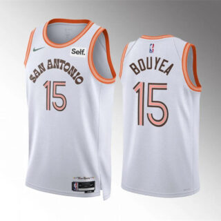 Men's San Antonio Spurs #15 Jamaree Bouyea White 2023 24 City Edition Stitched Basketball Jersey