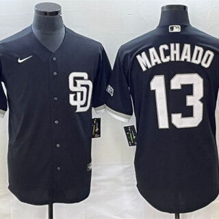 Men's San Diego Padres #13 Manny Machado Black Cool Base Stitched Baseball Jersey