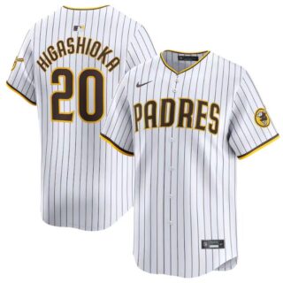 Men's San Diego Padres #20 Kyle Higashioka White 2024 Home Limited Stitched Baseball Jersey