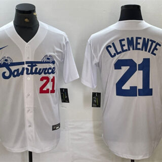 Men's Santurce Crabbers #21 Roberto Clemente White Cool Base Stitched Baseball Jersey