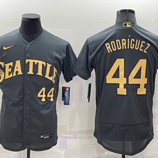 Men's Seattle Mariners #44 Julio Rodr??guez 2022 All-Star Charcoal Flex Base Stitched Jersey