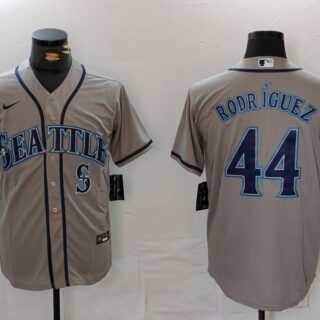 Men's Seattle Mariners #44 Julio Rodr??guez Grey Cool Base Stitched Jerseys