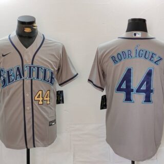 Men's Seattle Mariners #44 Julio Rodr??guez Grey Cool Base Stitched Jerseys
