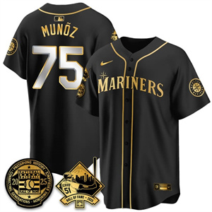 Men's Seattle Mariners #75 Andres Munoz Ichiro Number Retirement Jersey V2 All Stitched