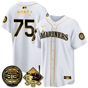 Men's Seattle Mariners #75 Andres Munoz Ichiro Number Retirement Jersey V2 All Stitched