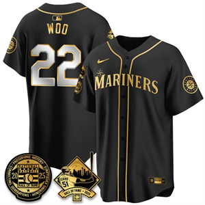 Men's Seattle Mariners #22 Bryan Woo Ichiro Number Retirement Jersey V2 All Stitched